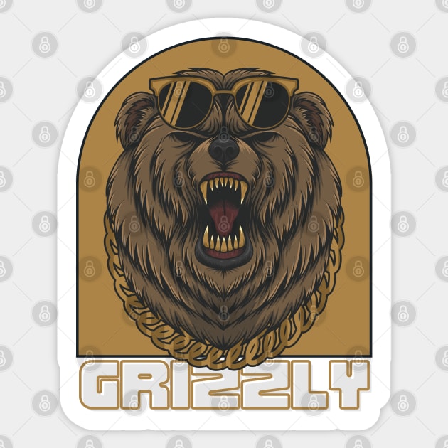 Grizzly Bear Sticker by Pearsville